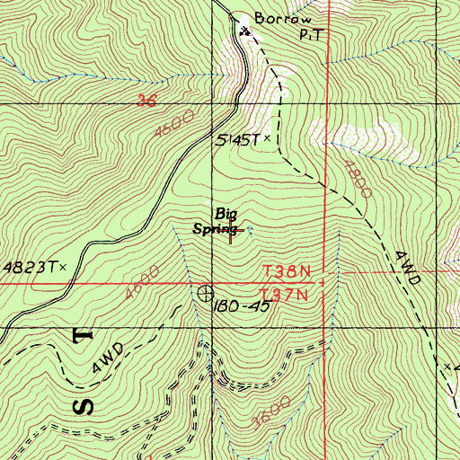 Topographic Map of Big Spring, CA