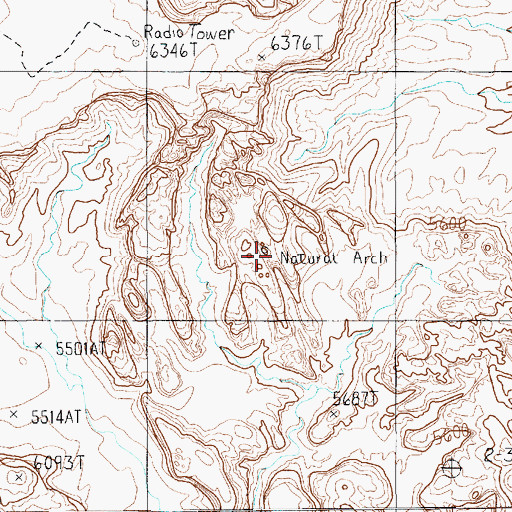 Topographic Map of Clara Bernheimer Natural Bridge, AZ