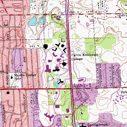 Topographic Map of Fine Arts Center, MI