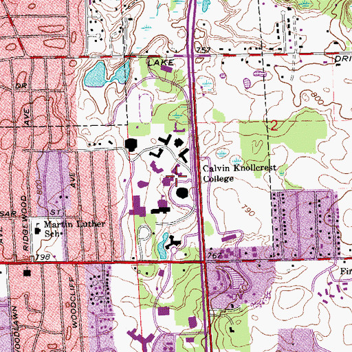 Topographic Map of Schultze Hall, MI