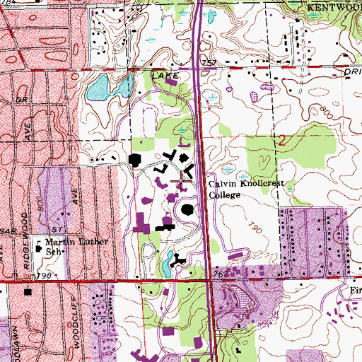 Topographic Map of Eldersveld Hall, MI