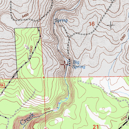 Topographic Map of Big Spring, CA