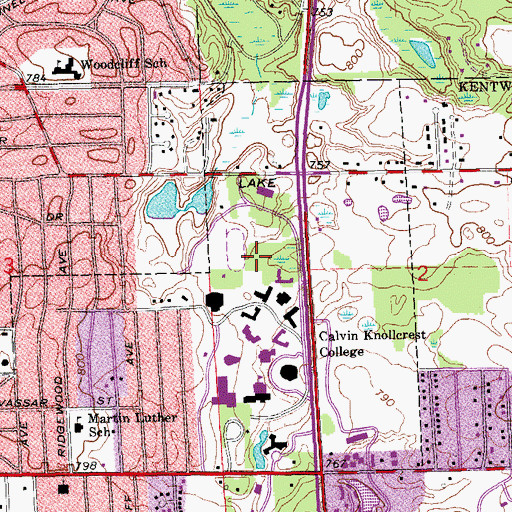 Topographic Map of Kalsbeek Hall, MI