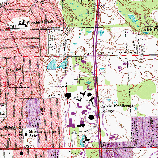 Topographic Map of Van Reken Hall, MI