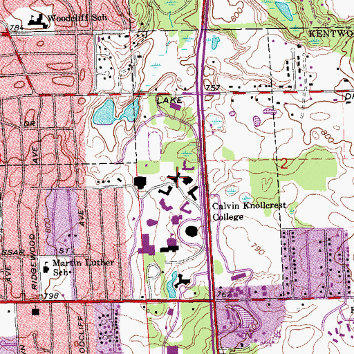 Topographic Map of Vanderwerp Hall, MI