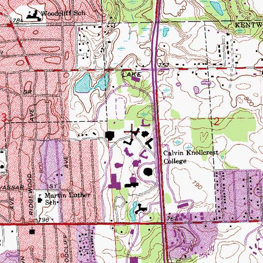 Topographic Map of Noordewier Hall, MI