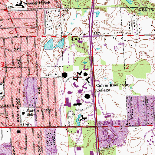 Topographic Map of Van Dellen Hall, MI