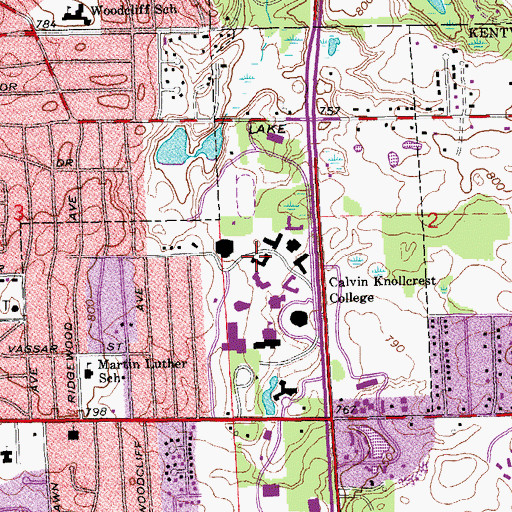 Topographic Map of Rooks Hall, MI