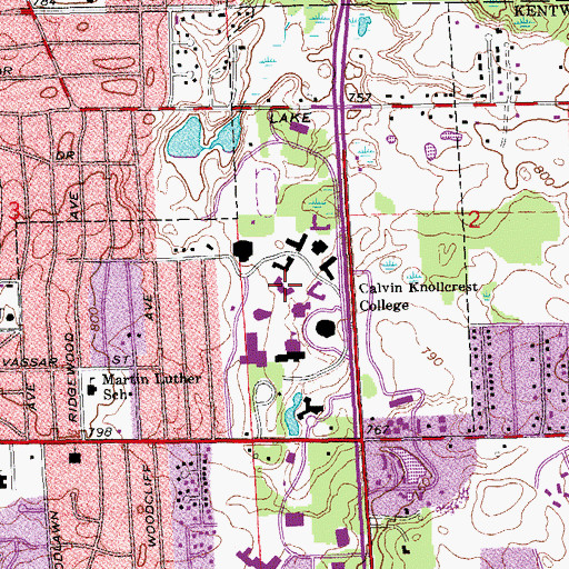 Topographic Map of Heyns Hall, MI
