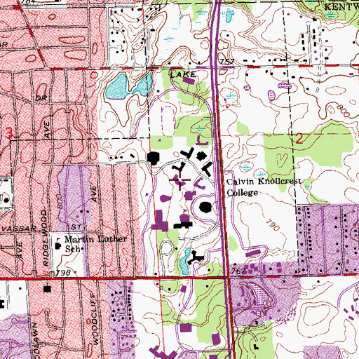 Topographic Map of Heyns Hall, MI