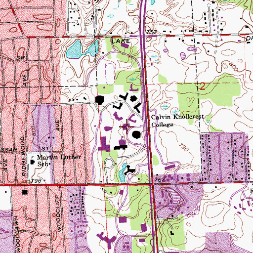 Topographic Map of Commons and Commons Annex, MI