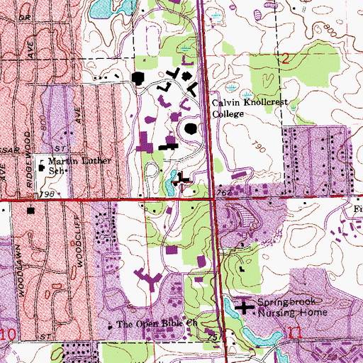 Topographic Map of Calvin Theological Seminary, MI