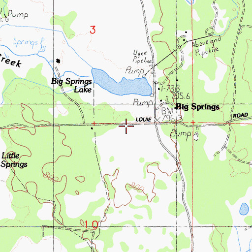 Topographic Map of Big Springs, CA