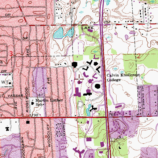 Topographic Map of North Hall, MI
