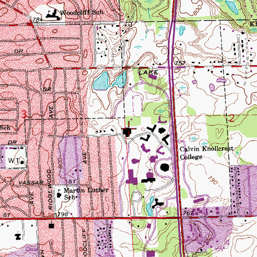 Topographic Map of Hoogenboom Health and Recreation Center, MI
