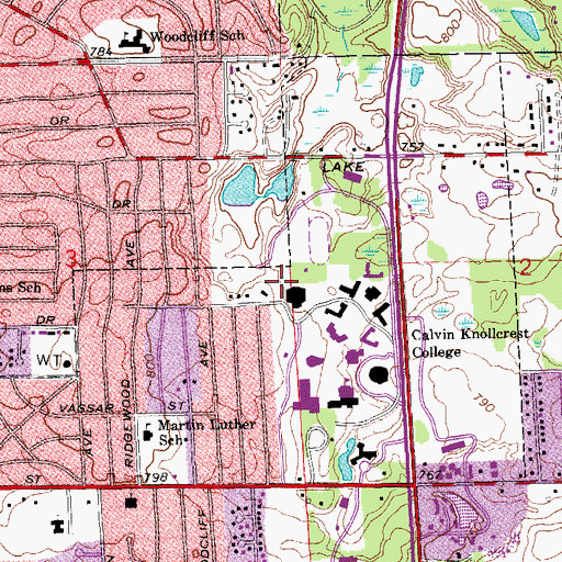Topographic Map of Huizenga Tennis and Track Center, MI