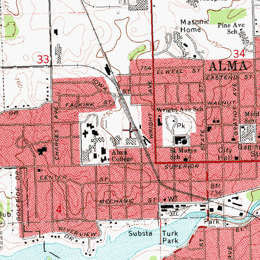 Topographic Map of Wilcox Medical Center, MI