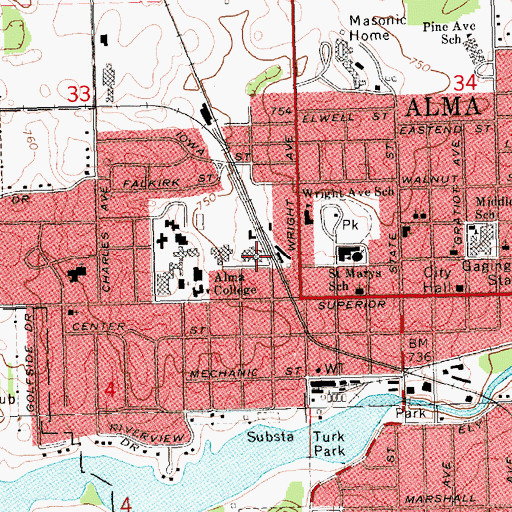 Topographic Map of Hogan Physical Education Center, MI