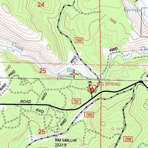 Topographic Map of Big Springs, CA