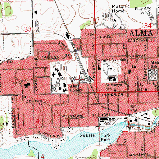 Topographic Map of Ronald O Kapp Science Laboratory Center, MI