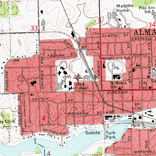 Topographic Map of Dow Science Center, MI