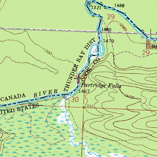 Topographic Map of Partridge Portage, MN
