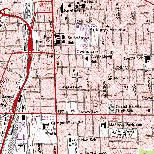 Topographic Map of Friendship Baptist Church, MI