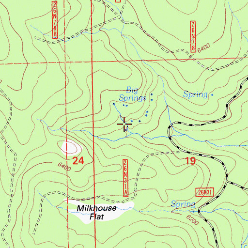 Topographic Map of Big Springs, CA