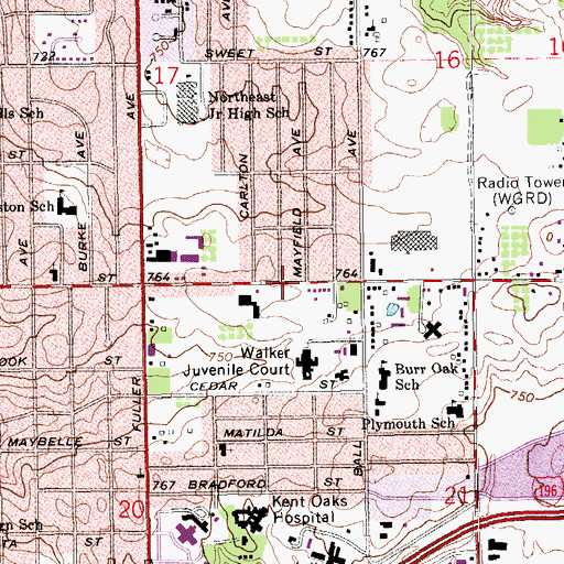 Topographic Map of Grace Pentecostal Church of God, MI