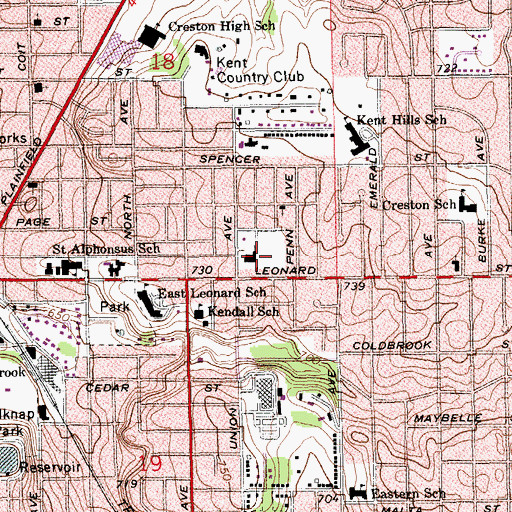 Topographic Map of Fourth Reformed Church, MI