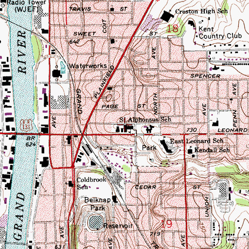 Topographic Map of Saint Alphonsus Church, MI