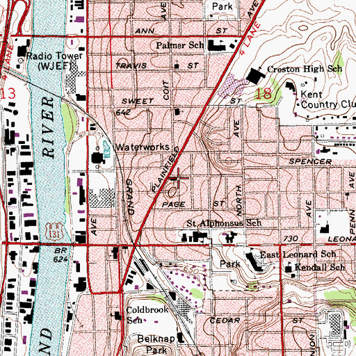 Topographic Map of Plainfield United Methodist Church, MI