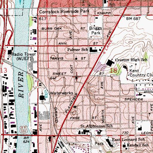 Topographic Map of Berean Baptist Church, MI