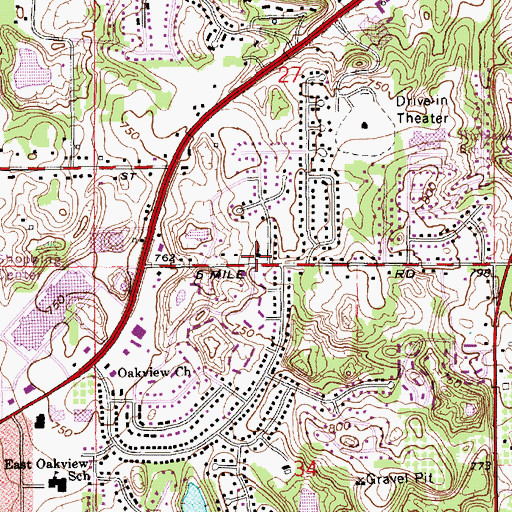 Topographic Map of Messiah Lutheran Church, MI