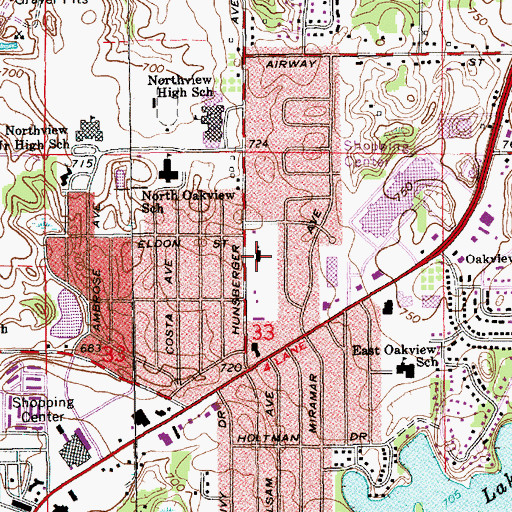 Topographic Map of Northland Baptist Church, MI