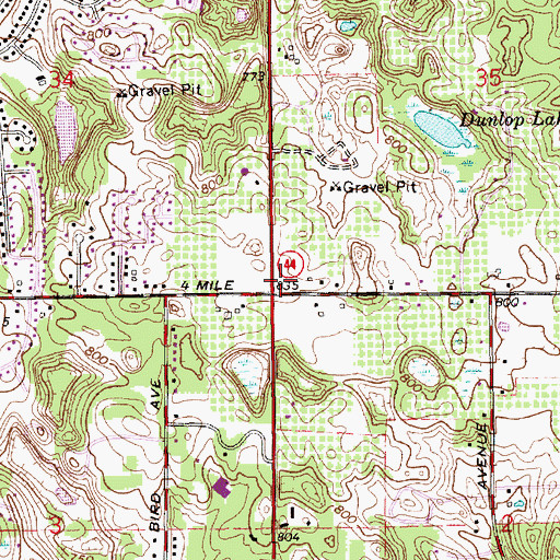 Topographic Map of Saint Lukes Lutheran Church, MI