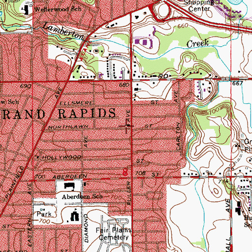 Topographic Map of Northlawn United Methodist Church, MI