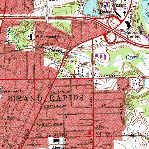Topographic Map of Saint Andrews Episcopal Church, MI