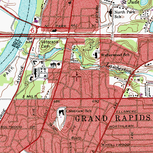 Topographic Map of Korean New Hope Assembly of God Church, MI