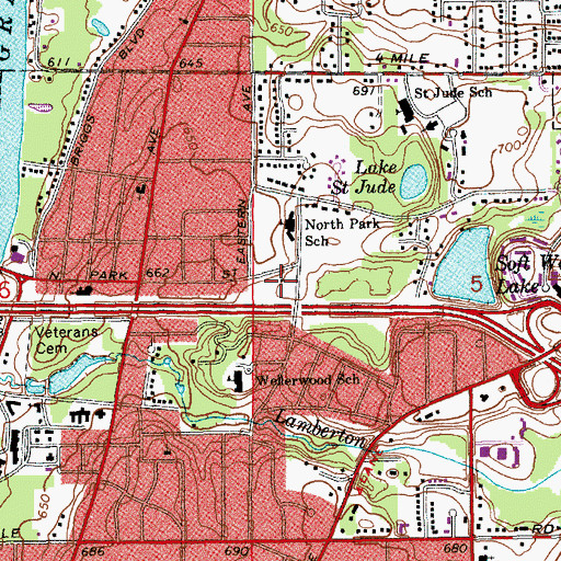 Topographic Map of Christian Science Church, MI