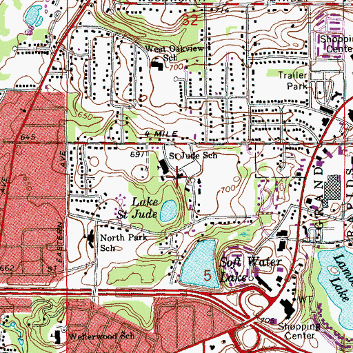 Topographic Map of Saint Jude Catholic Church, MI