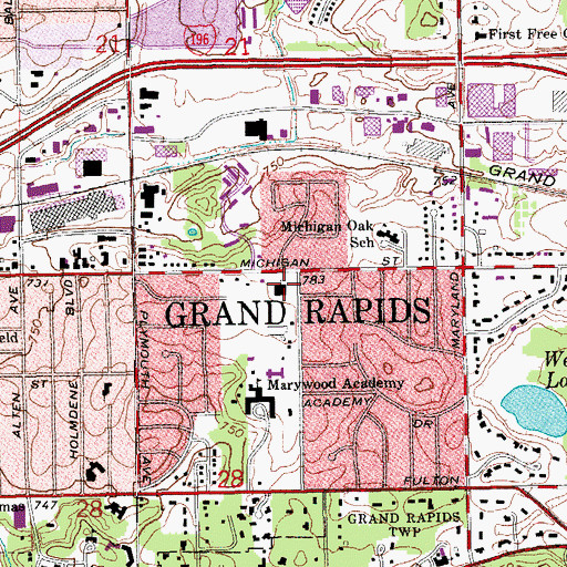 Topographic Map of Third Reformed Church, MI