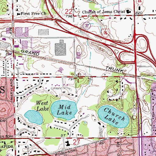 Topographic Map of First Protestant Reformed Church, MI