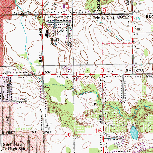 Topographic Map of Latvian Evangelical Lutheran Church, MI