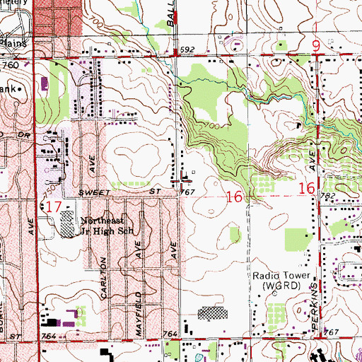 Topographic Map of Berkley Hills Wesleyan Church, MI