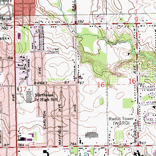 Topographic Map of Berkley Hills Wesleyan Church, MI