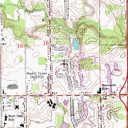 Topographic Map of Beckwith Hills Christian Reformed Church, MI