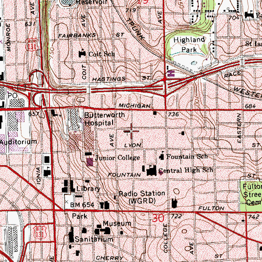 Topographic Map of Bethlehem Lutheran Church, MI