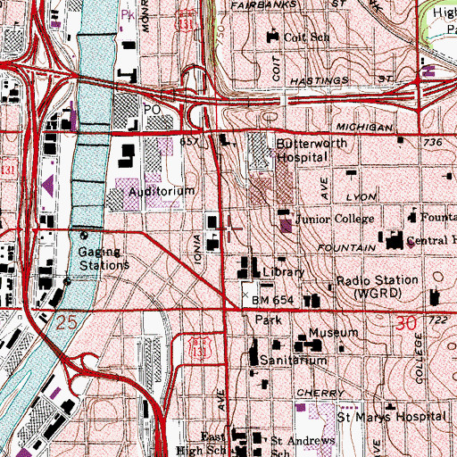 Topographic Map of Saint Mark's Episcopal Church, MI
