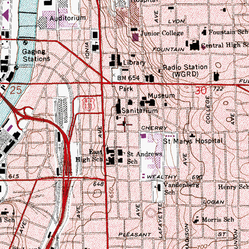 Topographic Map of La Grave Christian Church, MI